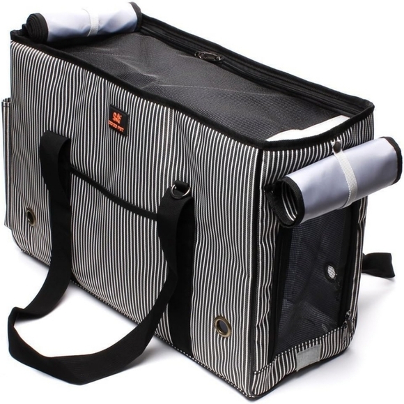 Striped Black and White pet carrier - Picture 3 of 9